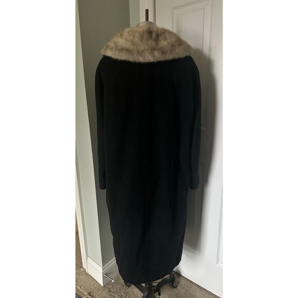 Vintage wool angora mink collar woman coat black gray DOBROYD retro overcoat S - Picture 14 of 16